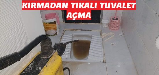 Sarı renkli robot makina ile tıkalı tuvaleti kırmadan açma hizmetimiz. Çankaya Tıkalı Tuvalet Açma